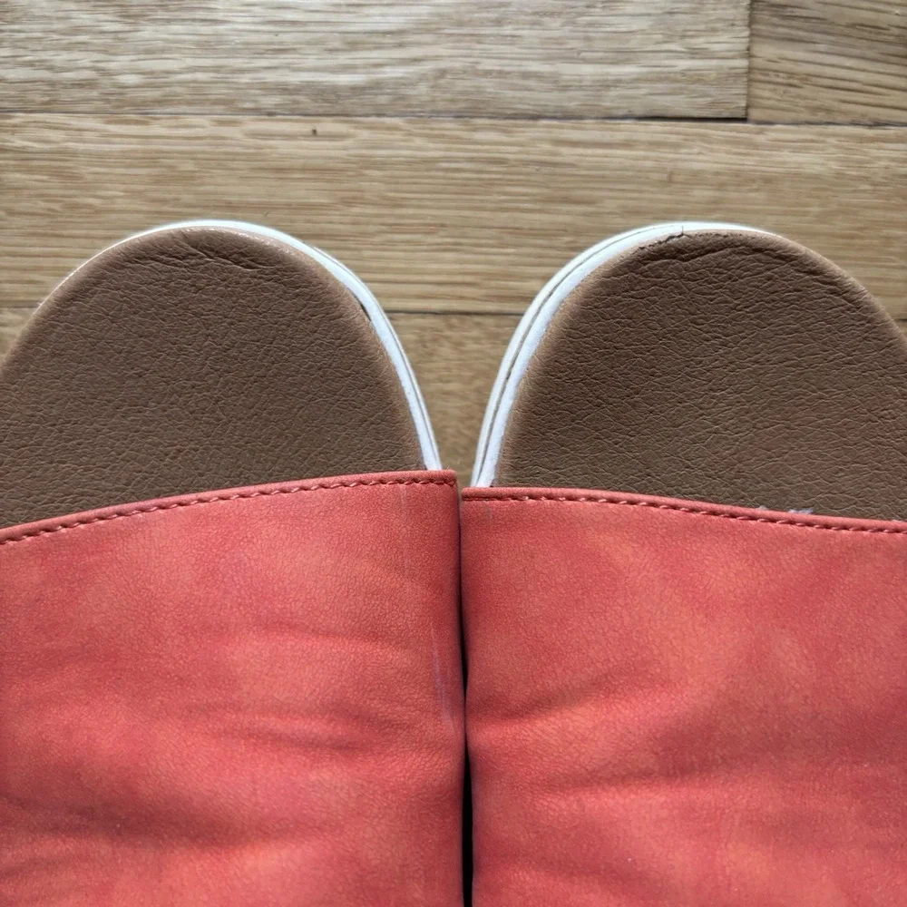 Adrienne Vittadini Sport Provence Slip on Sandal Red Orange Tan Womens 9.5M Chic